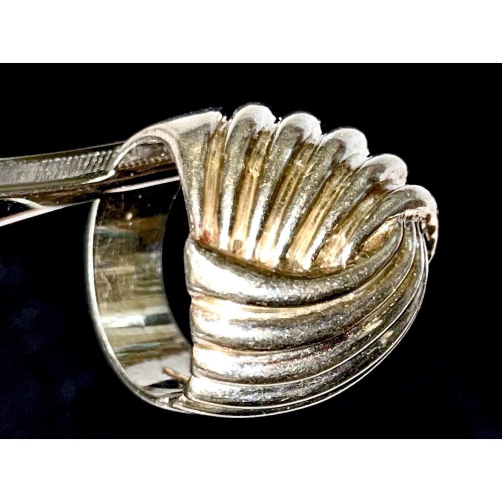 Vintage Sterling Silver Modernist Ribbed Swirl Statement Ring 12.4g Size 7.25